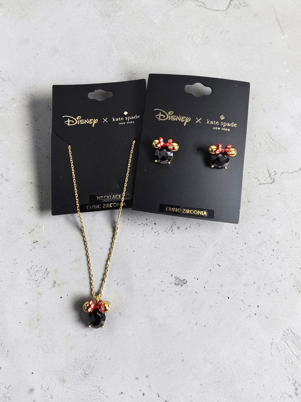 Kate Spade x Disney Minnie Mouse Jewelry Bundle NWT Necklace + Matching Stud Ear